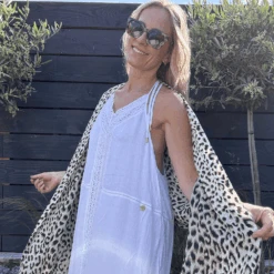 Dappled Leopard Print Cashmere And Silk Scarf -Elegant Scarf Store abi dappled leopard 2