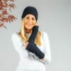 Black Cashmere Beanie And Mittens Set -Elegant Scarf Store black beanie mittens set 2