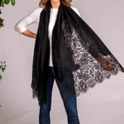 Black Cashmere And Chantilly Lace Shawl 12 Black Cashmere And Chantilly Lace Shawl -Elegant Scarf Store black cashmere lace shawl 2