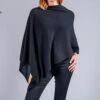 Classic Black Knitted Cashmere Poncho -Elegant Scarf Store black cashmere poncho 1