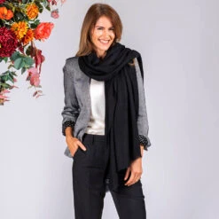 Classic Black Cashmere Shawl -Elegant Scarf Store black cashmere ring shawl 2