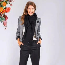 Classic Black Cashmere Shawl -Elegant Scarf Store black cashmere ring shawl 3
