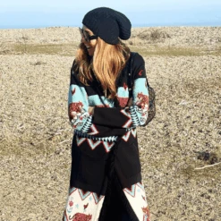 Black Ribbed Cashmere Slouch Beanie Hat -Elegant Scarf Store black cashmere slouch beanie