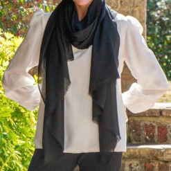 Classic Black Cashmere And Silk Scarf