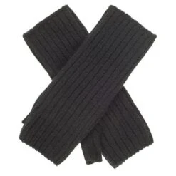 Black Mid Length Cashmere Wrist Warmers -Elegant Scarf Store black cashmere wrist warmers 1