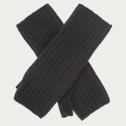 Black Mid Length Cashmere Wrist Warmers