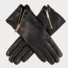 Ladies Black Rabbit Fur Lined Gloves With Zip 1 Ladies Black Rabbit Fur Lined Gloves With Zip -Elegant Scarf Store black fur lined leather gloves zip 2