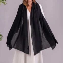 Sable Black Gossamer Cashmere Shawl -Elegant Scarf Store black gossamer cashmere shawl 1