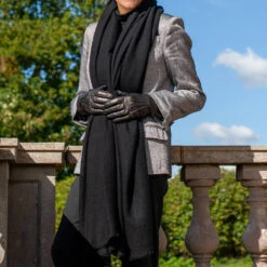 Sable Black Gossamer Cashmere Shawl
