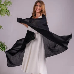 Sable Black Gossamer Cashmere Shawl -Elegant Scarf Store black gossamer cashmere shawl 4