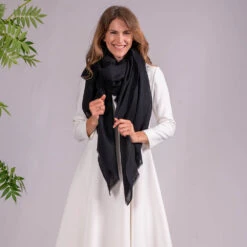 Sable Black Gossamer Cashmere Shawl -Elegant Scarf Store black gossamer cashmere shawl 5