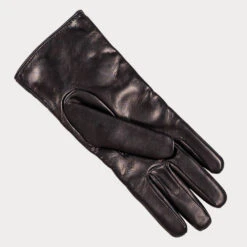 Black Quilted Cashmere Lined Leather Gloves -Elegant Scarf Store black quilted cashmere lined leather gloves 2