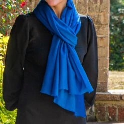 Sapphire Blue Cashmere And Silk Wrap -Elegant Scarf Store blue cashmere wrap 2