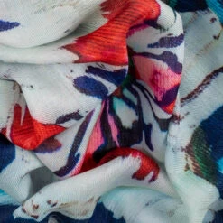 The Liberty Print Floral Quartet- Dancing Poppies Cashmere And Silk Wrap -Elegant Scarf Store blue floral liberty print scarf floral letters 1