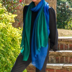Emerald To Sapphire Cashmere And Silk Wrap
