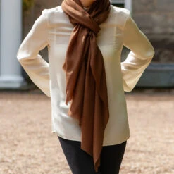 Auburn Lights Cashmere And Silk Wrap -Elegant Scarf Store brown cashmere wrap 4