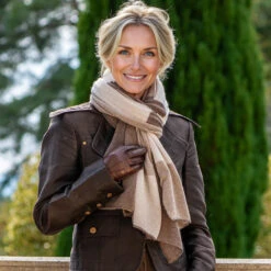 The Check Set - Neutral Tones Italian Cashmere Scarf -Elegant Scarf Store brown check cashmere scarf 4