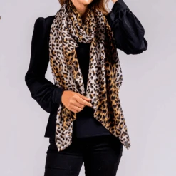 Brown Leopard Print Cashmere And Silk Scarf 18 Brown Leopard Print Cashmere And Silk Scarf -Elegant Scarf Store brown leopard