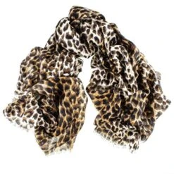 Brown Leopard Print Cashmere And Silk Scarf 22 Brown Leopard Print Cashmere And Silk Scarf -Elegant Scarf Store brown leopard print silk scarf L