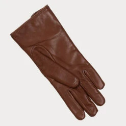 Hazelnut Brown Quilted Cashmere Lined Leather Gloves -Elegant Scarf Store brown quilted cashmere lined leather gloves 2