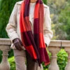 The Check Set - Earth Tones Italian Cashmere Scarf 2 The Check Set - Earth Tones Italian Cashmere Scarf -Elegant Scarf Store burgundy check cashmere scarf 1