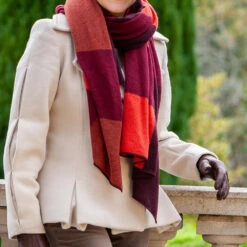 The Check Set - Earth Tones Italian Cashmere Scarf 9 The Check Set - Earth Tones Italian Cashmere Scarf -Elegant Scarf Store burgundy check cashmere scarf 3