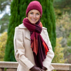 The Check Set - Earth Tones Italian Cashmere Scarf 11 The Check Set - Earth Tones Italian Cashmere Scarf -Elegant Scarf Store burgundy check cashmere scarf 5