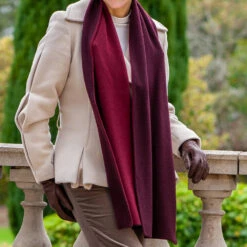 Two-Tone Burgundy Italian Double Faced Cashmere Scarf