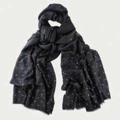 Swarovski Crystal Black Cashmere And Silk Wrap -Elegant Scarf Store cashmere shawl black crystal