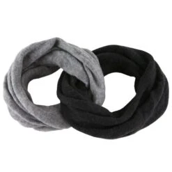 Black And Warm Grey Cashmere Snood -Elegant Scarf Store cashmere snood black grey 2 L