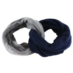 Navy And Warm Grey Cashmere Snood -Elegant Scarf Store cashmere snood grey navy 2 L
