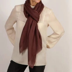 Dark Chocolate Cashmere And Silk Wrap -Elegant Scarf Store chocolate cashmere silk wrap 4