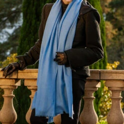 Cornflower Blue Cashmere And Silk Wrap -Elegant Scarf Store cornflower blue cashmere silk wrap 1