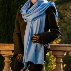 Cornflower Blue Cashmere And Silk Wrap -Elegant Scarf Store cornflower blue cashmere silk wrap 2