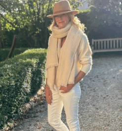 Super Luxe Cornish Cream Basket Weave Cashmere Shawl -Elegant Scarf Store cream basket cashmere shawl