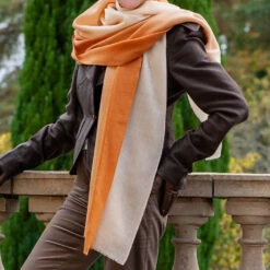 Cream To Caramel Cashmere And Silk Wrap 8 Cream To Caramel Cashmere And Silk Wrap -Elegant Scarf Store cream brown cashmere silk wrap 2