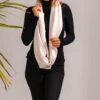 Cream Double Size Cashmere Snood 2 Cream Double Size Cashmere Snood -Elegant Scarf Store cream cashmere snood model 1