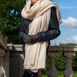 Buttermilk Gossamer Cashmere Shawl