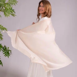Buttermilk Gossamer Cashmere Shawl -Elegant Scarf Store cream gossamer cashmere shawl 4
