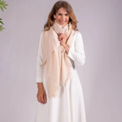 Buttermilk Gossamer Cashmere Shawl -Elegant Scarf Store cream gossamer cashmere shawl 5