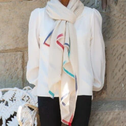 Ikat Edged Cream Pashmina Cashmere Shawl -Elegant Scarf Store cream ikat cashmere shawl 3 2aba0247 9c9f 41e4 8dc7 e8d8072e2f51