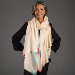 Ikat Edged Cream Pashmina Cashmere Shawl -Elegant Scarf Store cream ikat cashmere shawl 4 ca1e935d a5b2 4074 882a 5e1daf864f38