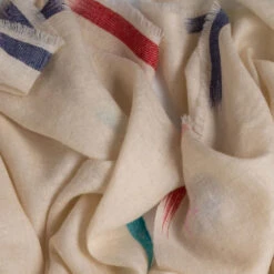 Ikat Edged Cream Pashmina Cashmere Shawl -Elegant Scarf Store cream ikat cashmere shawl 7