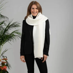 Superluxe Vanilla Cream Italian Cashmere Scarf -Elegant Scarf Store cream rib knit cashmere scarf 2 1ba12130 1e76 475b b9c6 ff4deaee1ff5