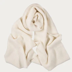 Superluxe Vanilla Cream Italian Cashmere Scarf -Elegant Scarf Store cream rib knit cashmere scarf 4