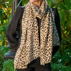 Dappled Leopard Print Cashmere And Silk Scarf