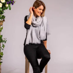 Dove Grey Gossamer Cashmere Shawl -Elegant Scarf Store dove grey gossamer cashmere shawl 2
