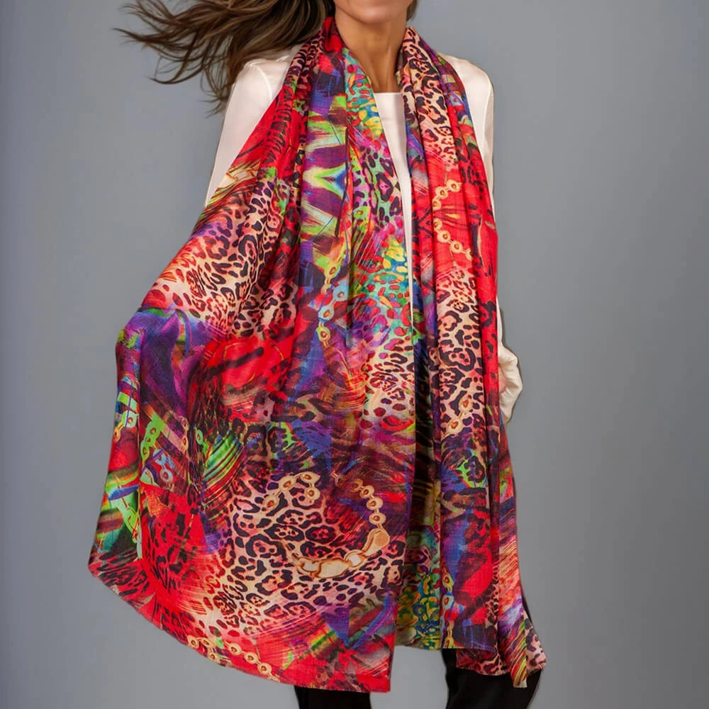 Echoes Of The Wild - Wildfire Blaze Cashmere And Silk Wrap 6 Echoes Of The Wild - Wildfire Blaze Cashmere And Silk Wrap - Image 4