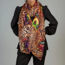 Echoes Of The Wild - Jungle Mirage Cashmere And Silk Wrap -Elegant Scarf Store echoes wild leopard peacock 3