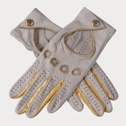 Supersoft Cream And Gold Nappa Leather Driving Gloves
